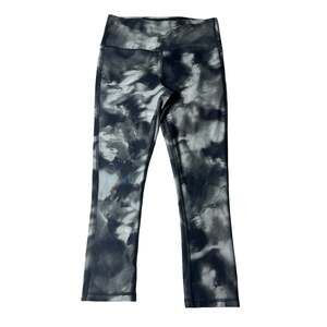 Marika Women’s Black Gray Tie Dye Cropped Athletic Leggings Yoga Pants XS